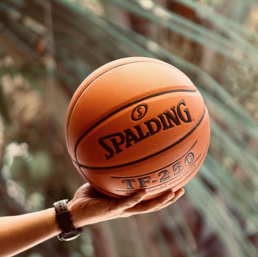 Basketball held up to the light